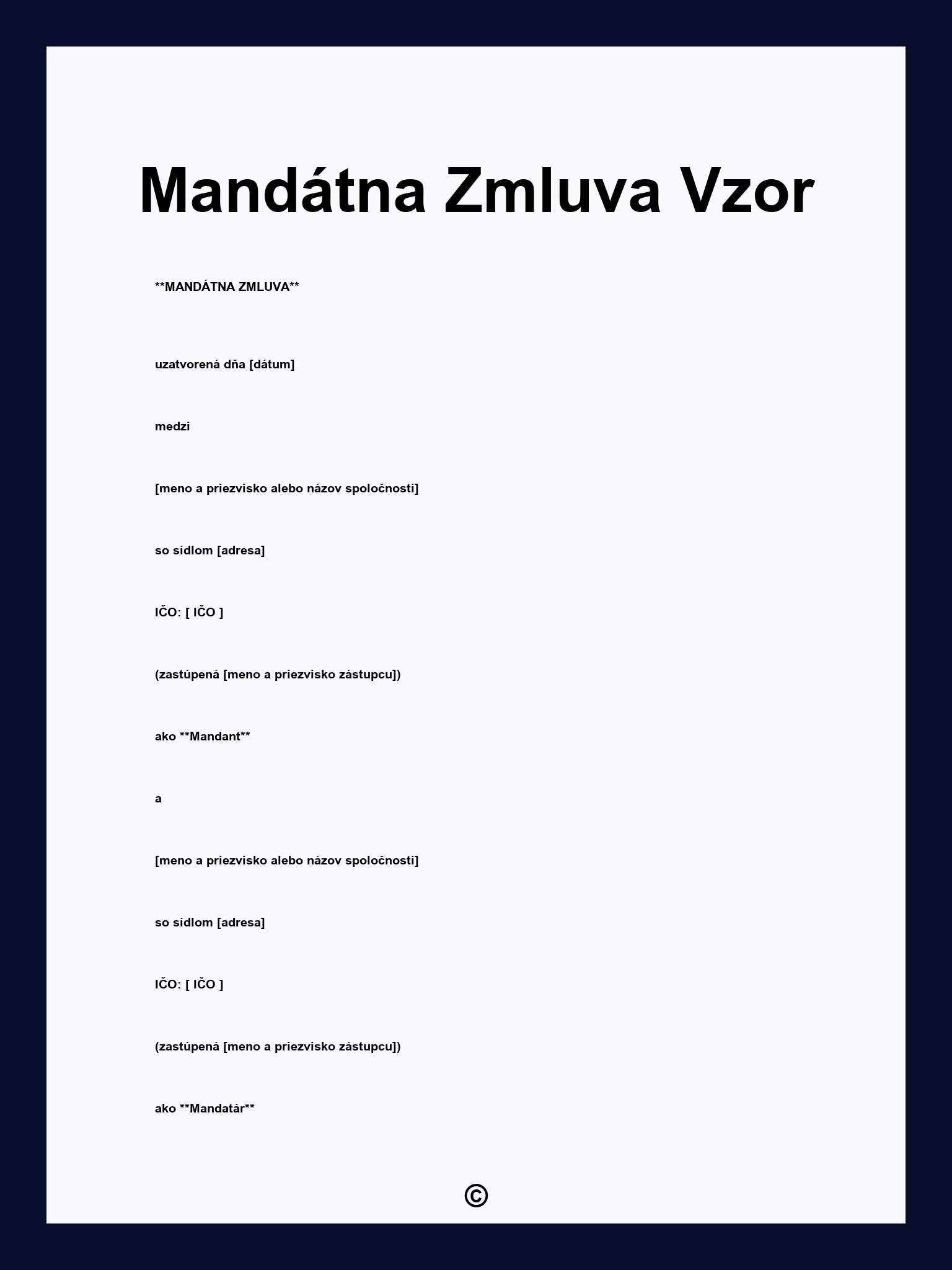 Mandátna Zmluva Vzor