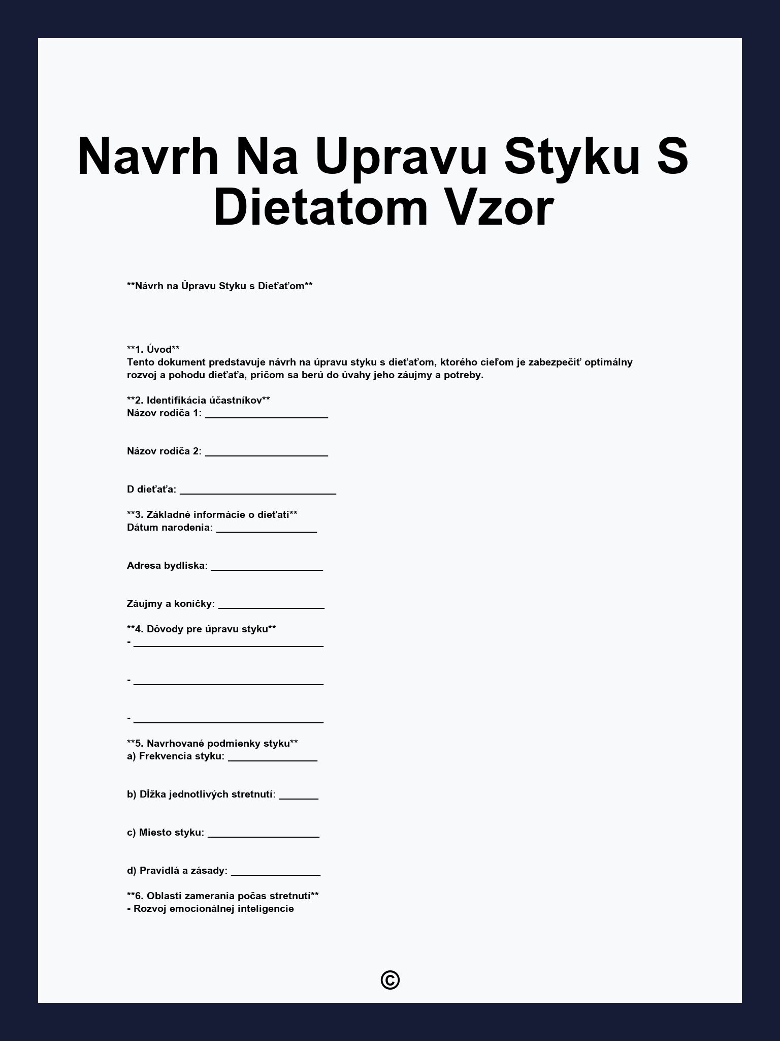 Navrh Na Upravu Styku S Dietatom Vzor