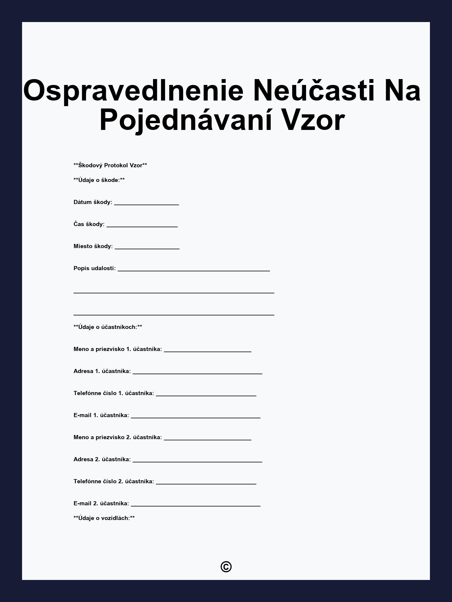 Ospravedlnenie Neúčasti Na Pojednávaní Vzor