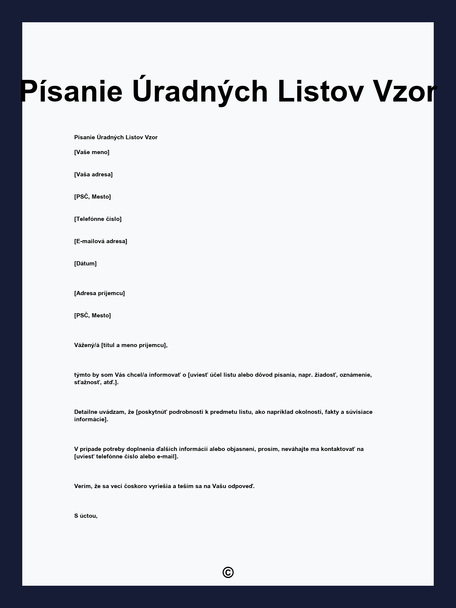 Písanie Úradných Listov Vzor