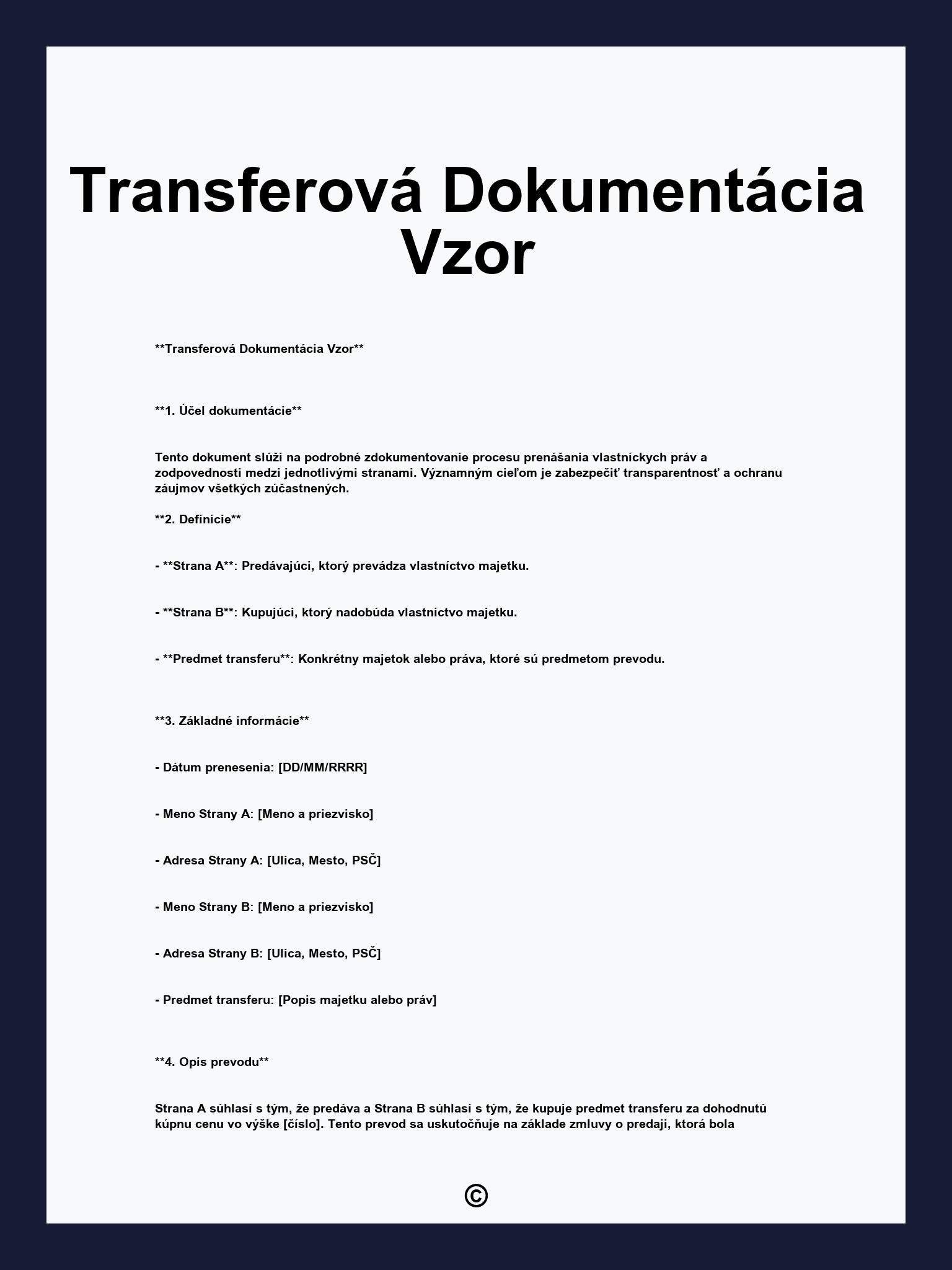 Transferová Dokumentácia Vzor