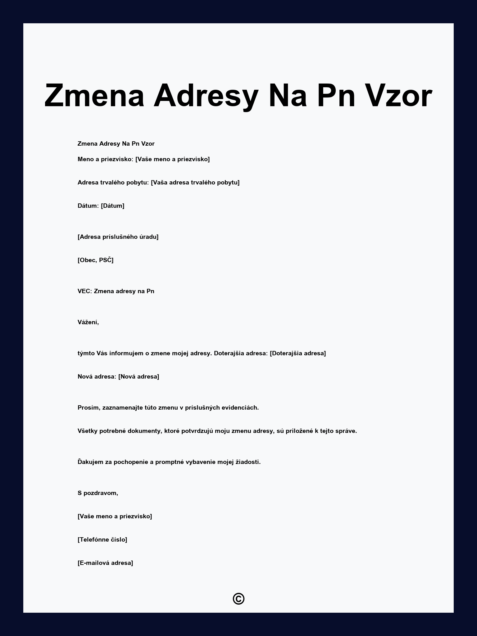 Zmena Adresy Na Pn Vzor
